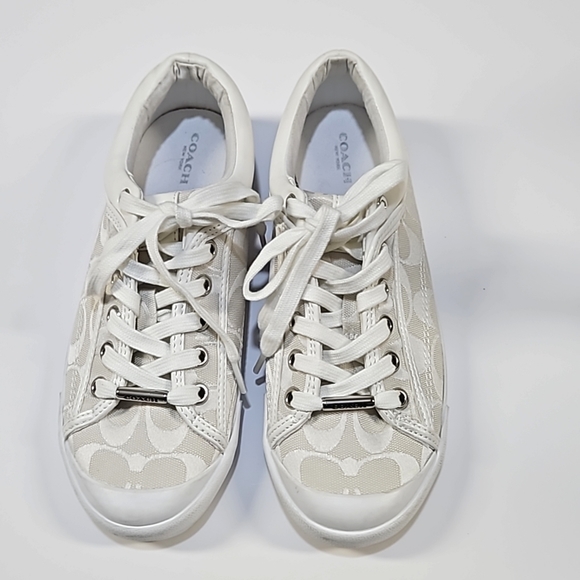 Coach Francesca logo canvas white sneakers women's size 7 - Picture 2 of 9